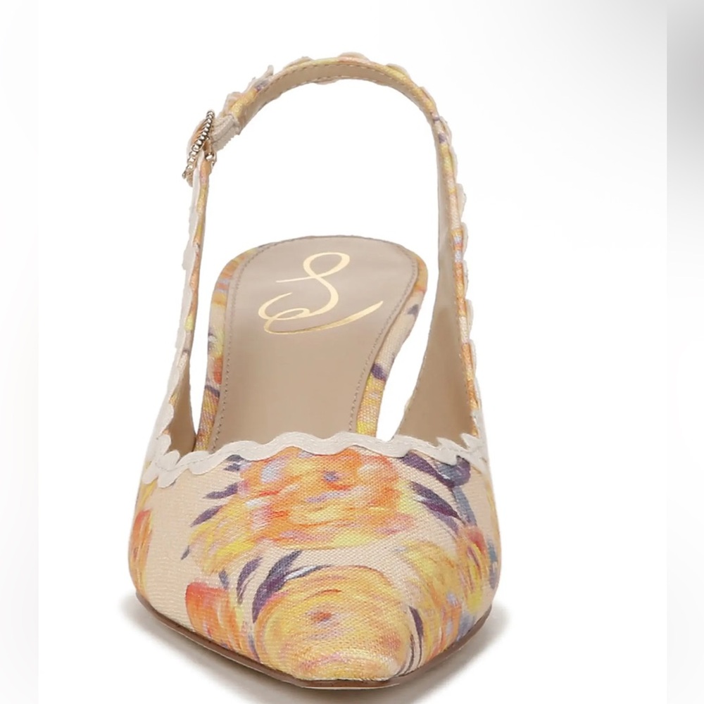 Sam Edelman Floral Slingback Heels in Cream, Yellow, Purple